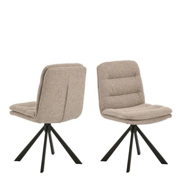 Wyld Haus Perth Dining Set 4 Seater Ceramic Rusty Brown Dining Table + 4 Beige Dining Chairs
