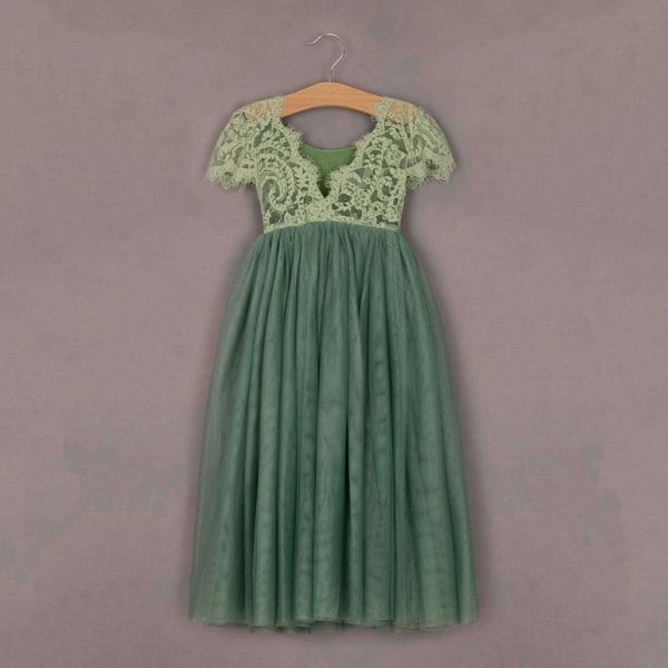 UK Flower Girl Boutique Bohemian Camilla Dress - Fern Lace