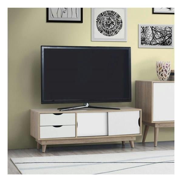 Alford Scandinavian TV Unit Stand 120cm Media Cabinet +2 Drawers