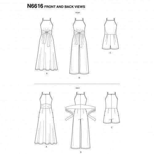 New Look Sewing Pattern 6616, Dresses, Jumpsuits for Women, A (8-10-12-14-16-18-20) - Intermediate