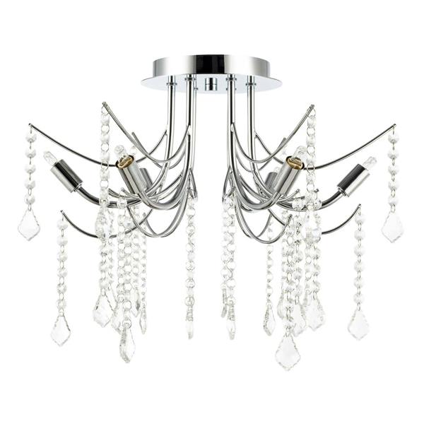 Elegant Semi Flush Chandelier Ceiling Light Fitting in Polished Chrome Image 1