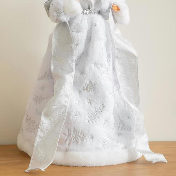 Samuel Alexander 45cm Large White Christmas Angel with SIlver Wings Tree Topper