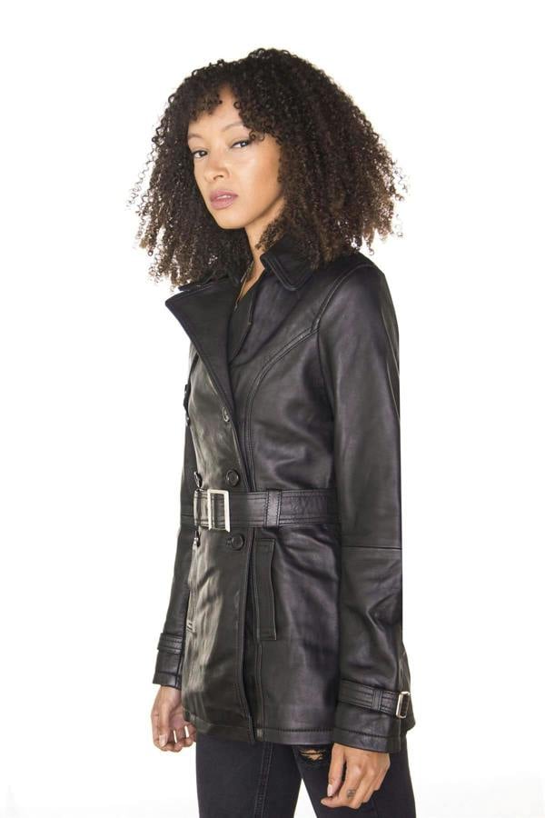 Infinity Leather Womens Nappa Leather Trench Coat-Mosul
