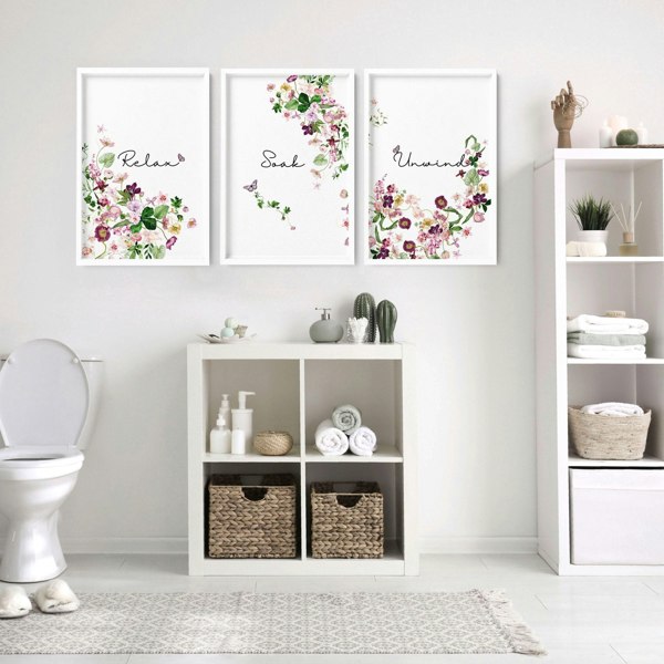 French style country bathrooms | Set of 3 framed wall art