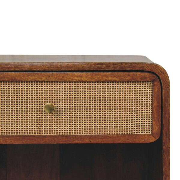 Wyld Haus Como Chestnut Open Woven Bedside Table with Drawer