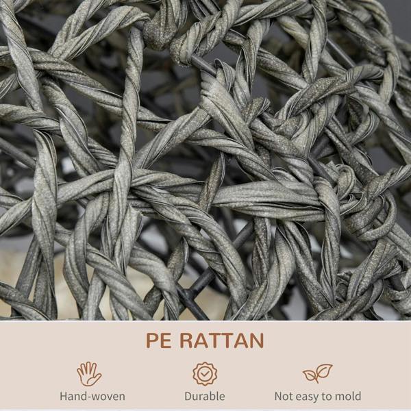 Close-up of grey PE rattan weave for round cat bed basket house