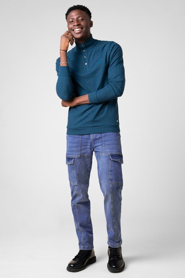 ENORSIA Mens Blue Regular Fit Utility Jeans