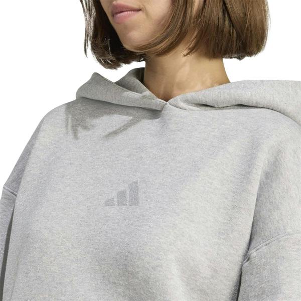 Adidas Womens/Ladies Glitter Logo Oversized Drawstring Hoodie - Silver - 