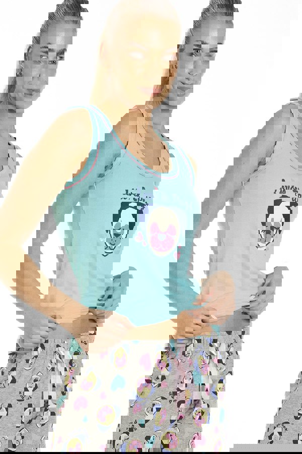 Camille Womens Short Cotton Aqua Dog Print Pyjama Set