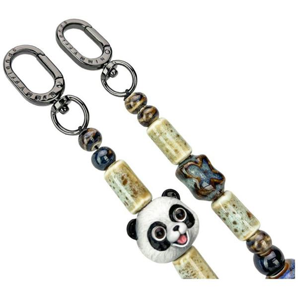 Nimmy Friends Nimmy Big Eye Cute Pet Travel Panda Mobile Phone Chain Bag Charm Ceramic Bracelet Black - N-XDY-SL-06