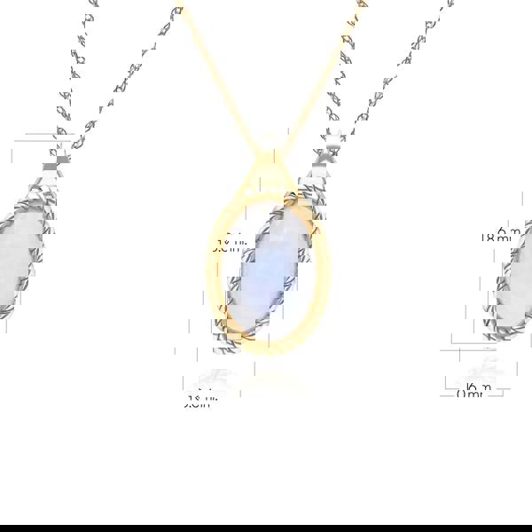 Gemondo Classic Oval Rainbow Moonstone Pendant Necklace in 9ct Yellow Gold