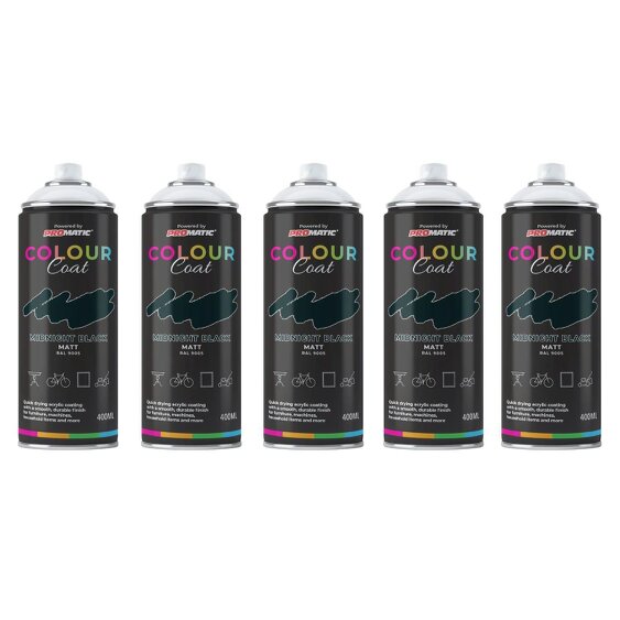 Colour Coat 5X Midnight Black RAL 9005 Matt Spray Paint 400ml
