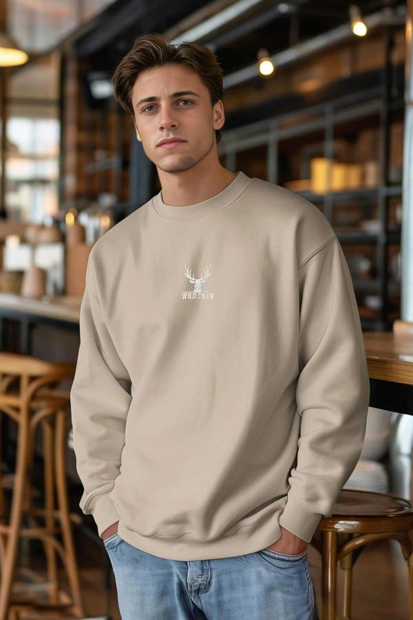 WOVCOR Crew Neck Animal Embroidered Men's Sweatshirt