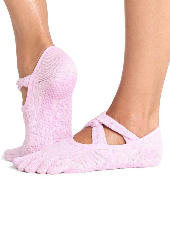 ToeSox Ivy Full Toe Grip Socks - Rosy Melange