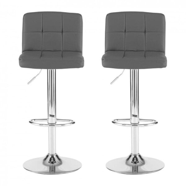 Neo Bar Stool Dark Grey Faux Leather & Steel Base Set of Two