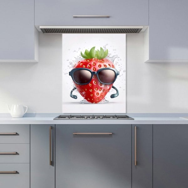 Warren Reed - Designer Strawberry In Glasses Kitchen Splashback