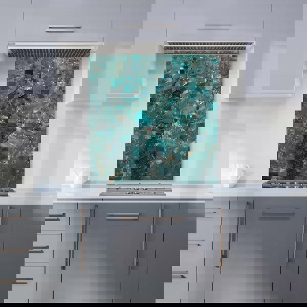 Warren Reed - Designer Teal Quartz Effect Kitchen Splashback
