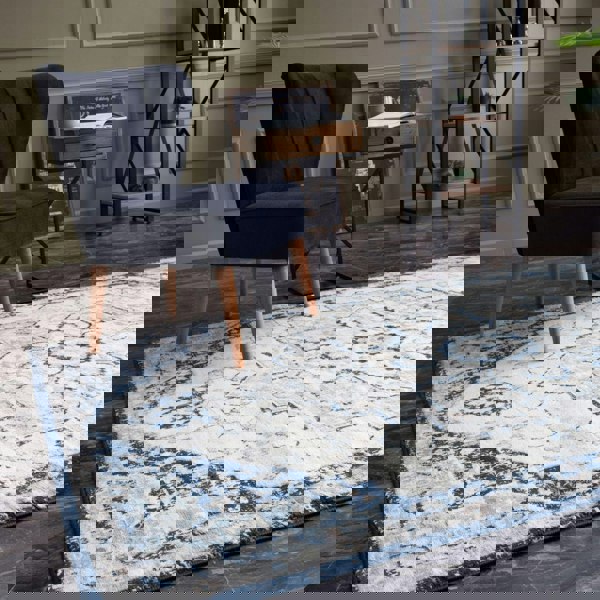 Living Room Rug Moroccan Design In Blue