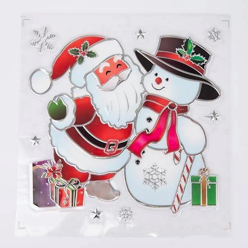 6 Pack 3D Christmas Window Clings for Glass, Reusable Assorted Festive Sheets image 8