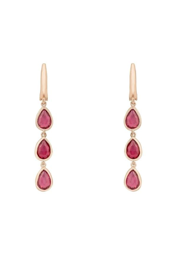 Latelita Sardinia Triple Teardrop Earrings Rosegold Pink Tourmaline