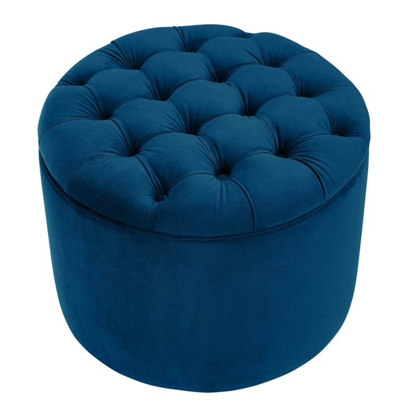 Furniture Edit Queen Navy Velvet Storage Ottoman