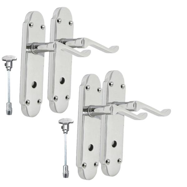 EDH Door Hardware "Epsom Door Handle Set – Chrome Internal Lock Door Handles (170mm x 42mm)