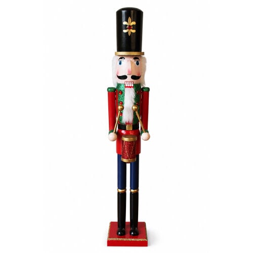 Large 70cm Christmas Nutcracker Figure in Red Coat & Black Hat, Traditional Indoor Festive Decoration, Matching Style Available