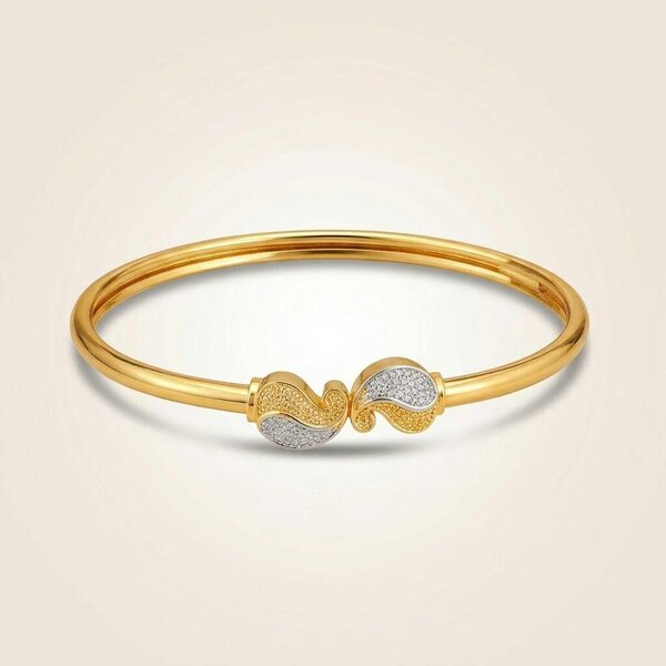 The Colourful Aura Gold Silver Two-Tone Pavé Paisley Bangle Bracelet