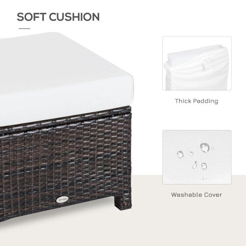 Wyld Haus Molo Rattan Brown Square Outdoor Footstool With Padded Cushion