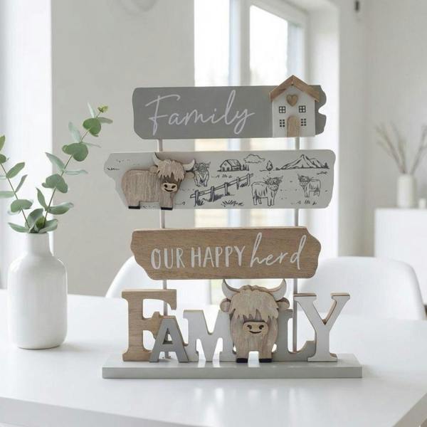 Garden Greatness Highland Cow Tiered Family Plaque