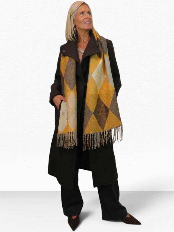 Paulo Due Wool Blend Reversible Argyle Pashmina Scarf