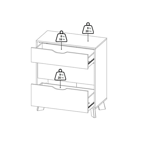 Wyld Haus Lira Jackson Hickory Wood and White Chest 3 Drawers