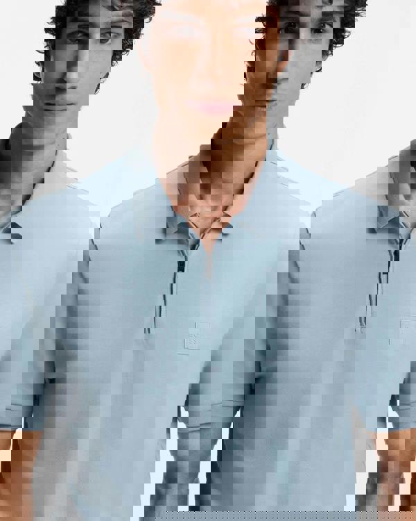 BOSS Orange Passerzip Mens Zip Placket Polo Shirt - Light/Pastel Blue 458