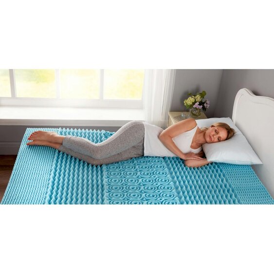 Scotts of Stow Cool Blue Air Flow Memory Foam 5-Zone Mattress Topper