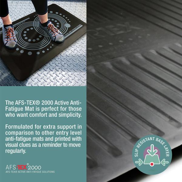 Floortex AFS-TEX® 2000 Black Active Anti-Fatigue Mat - 50 x 80cm