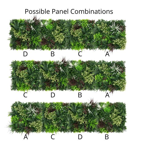 Combo of 4 Carnival Premium Artificial Plants Green Wall Panels 50cm x 50cm - Evergreenery