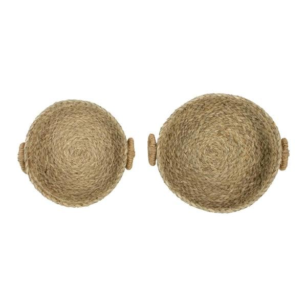 JVL Palma Natural Woven Storage Baskets for Home Organisation, Set of 2, Brown