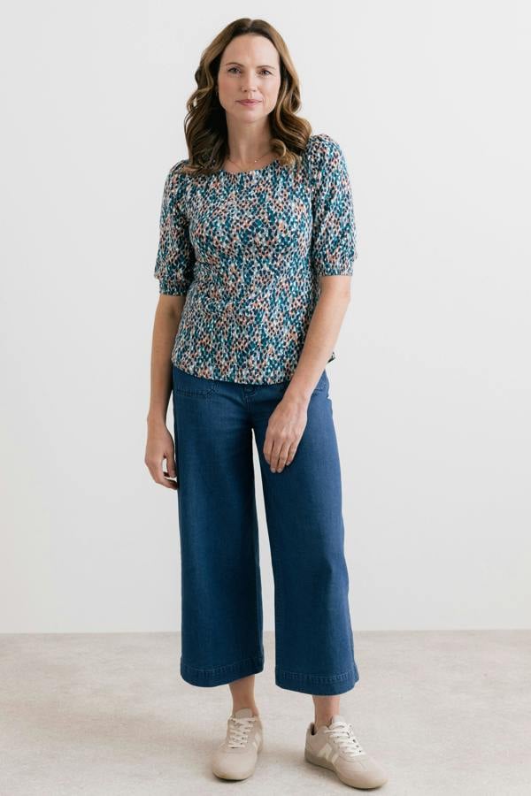 Lily & Me Meadow Printed Organic Cotton Jersey Top Ocean