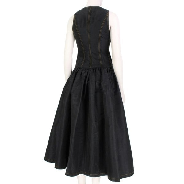 Alessandra Rich black silk moire midi dress