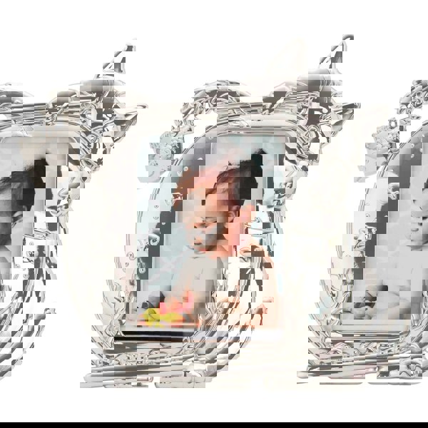 Quirky Hiding Cat Themed Nickel Plated Picture Frame with Hanging Fish Image 3