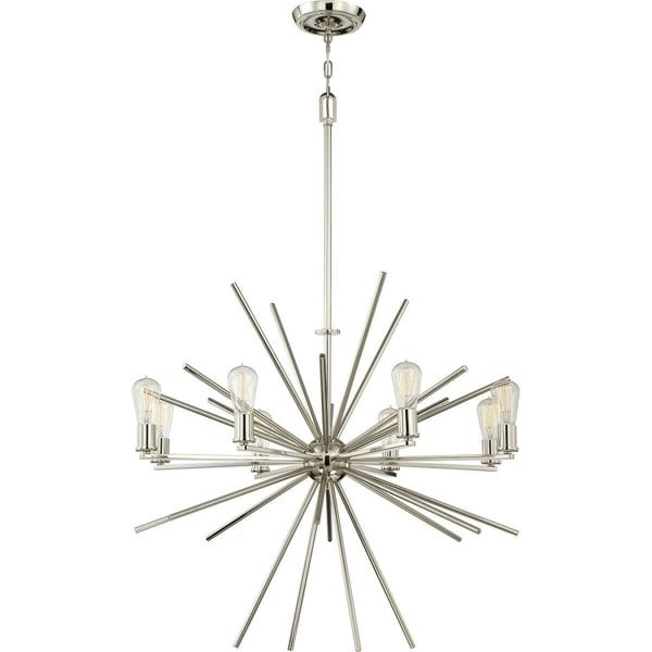 8 Bulb Chandelier Hanging Pendant LIght Imperial Silver LED E27 60W Bulb Loops