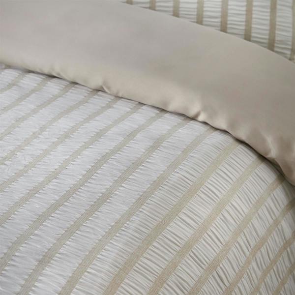 So Soft Seersucker Stripe Natural Duvet Cover Set