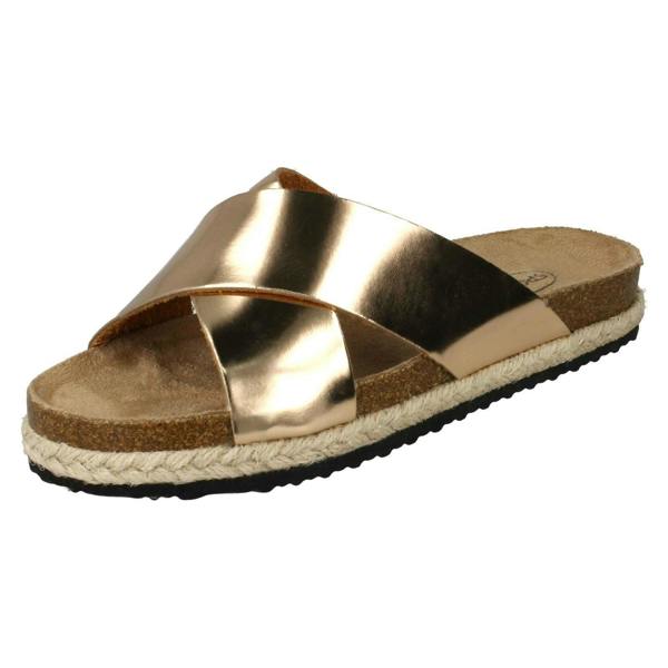 Spot On Ladies Spot On Cross Over Strap Mules