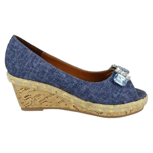 Spot On Girls Spot On Cork High Wedge Rope Foxing Sandal