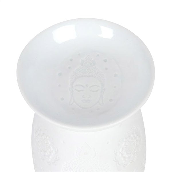 Serano White Ceramic Buddha Face Oil Burner and Wax Warmer