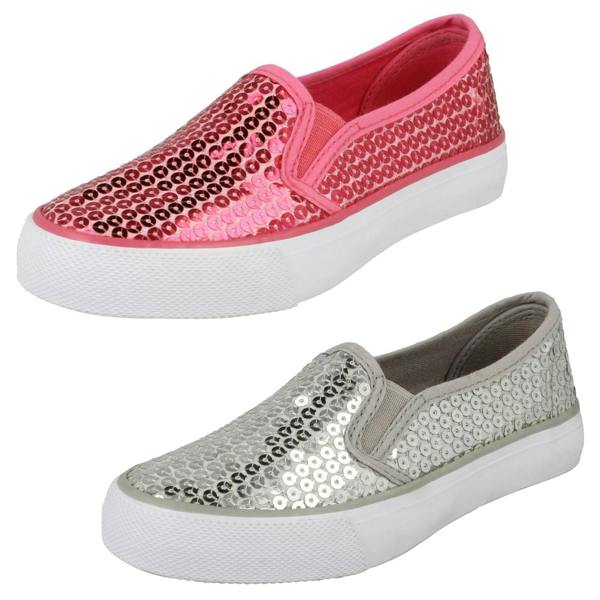 Spot On Girls Spot On Flat Casual Slip On Sequined Shoes