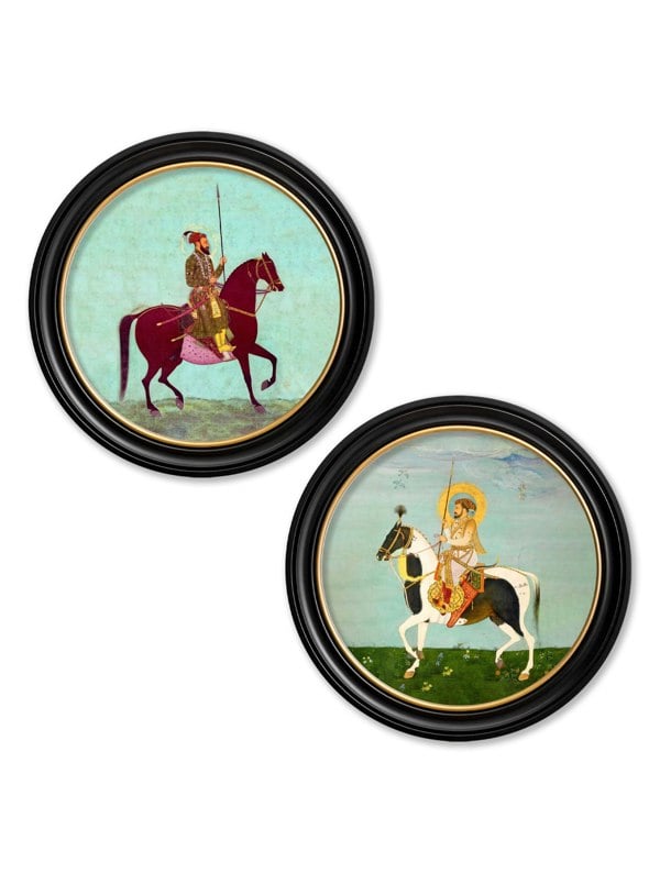 Exceptional Art Mughals - Horsemen - Round Frames