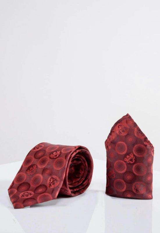MARC DARCY Bubbles Print Tie & Pocket Square Set - Wine