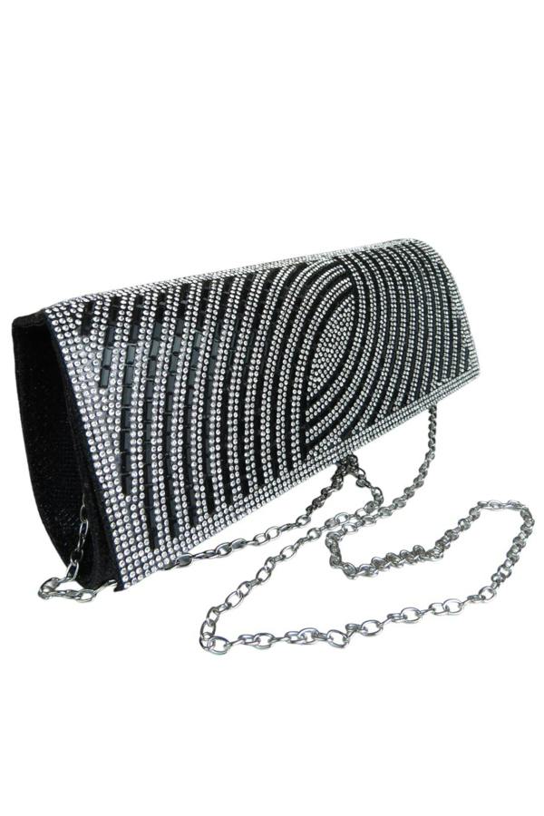 Paulo Due Oval Pattern Diamante Clutch Bag