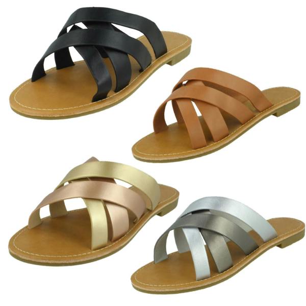 Savannah Ladies Savannah Wide Fitting Flat Strappy Mules F00387
